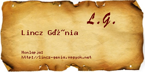 Lincz Génia névjegykártya